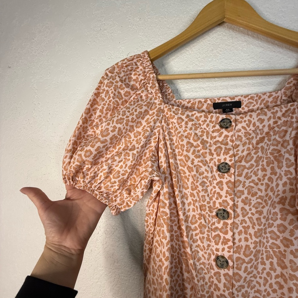 J Crew Cottage dress in pink leopard button front midi dress Casual Office - Picture 4 of 10